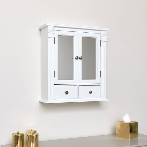 White Mirrored Bathroom Wall Cabinet