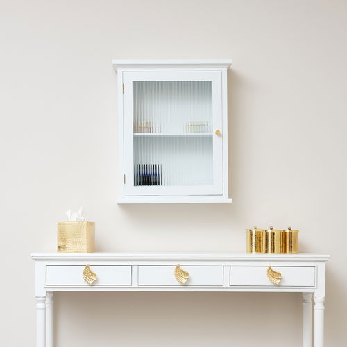 White Reeded Glass Fronted Wall Cabinet