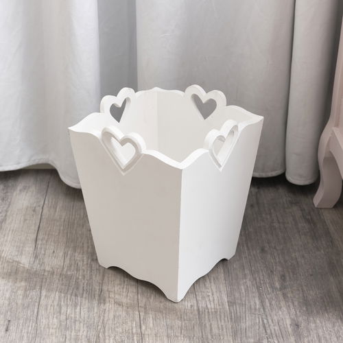 White Wooden Bin With Heart Cut Out