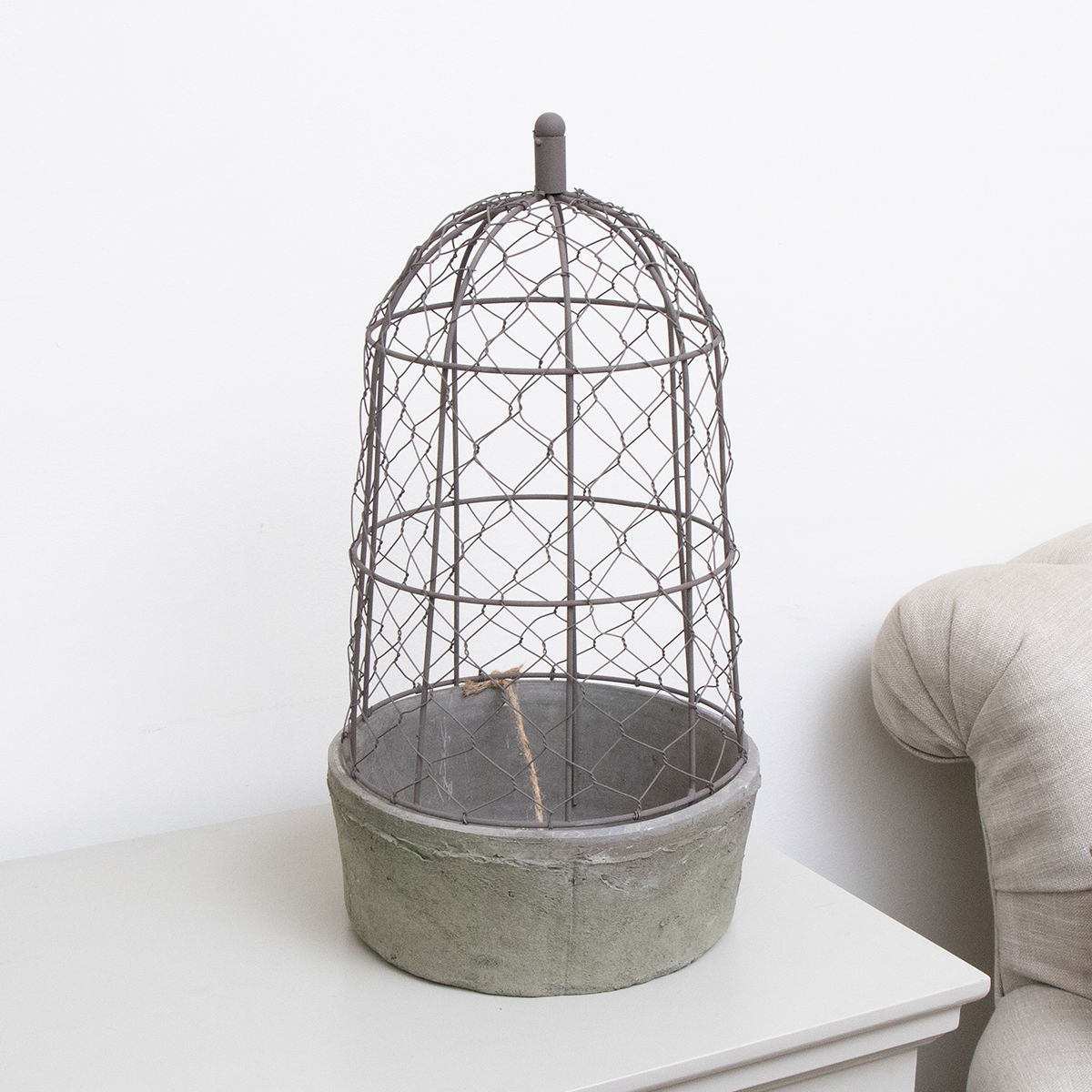 Wire Dome Black Stone Planter Pot/Bird Cage - 46cm