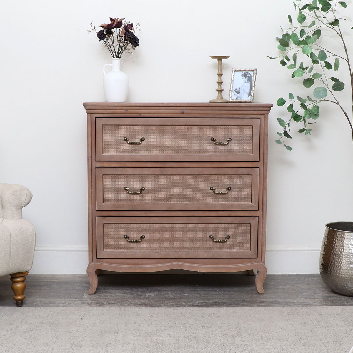 Wooden 4 Drawer Chest Of Drawers - Hessian Range