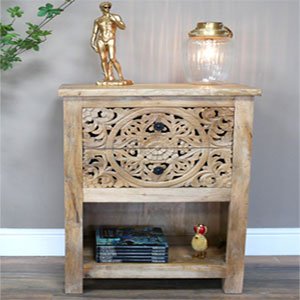 2 Drawer Natural Side Table