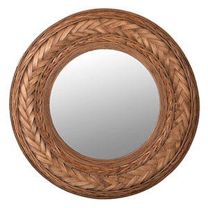 Large Natural Bamboo Round Wall Mirror