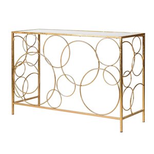 Gold Multi Circle Mirrored Console Table