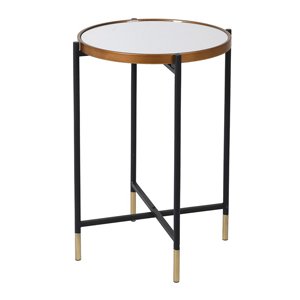 Tall Gold & Black Mirrored Topped Side Table