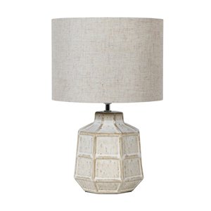 Off White Hexagonal Table Lamp with Linen Shade