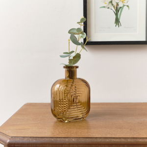 Amber Glass Small Square Shaped Vase 13.7cm
