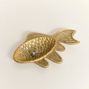 Antique Gold Fish Shaped Trinket Dish
