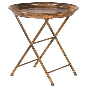 Antique Gold Round Metal Tray Table