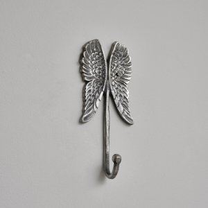 Antique Silver Angel Wings Wall Hook