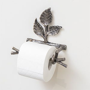 Antique Silver Leaf Detail Textured Toilet Roll Holder