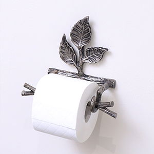 Antique Silver Leaf Detail Textured Toilet Roll Holder