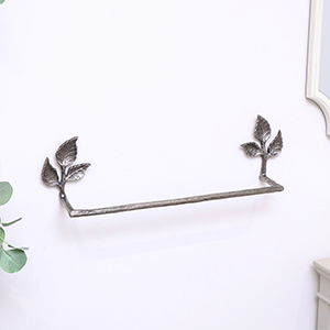 Antique Silver Leaf Detail Textured Towel Rail 62cm