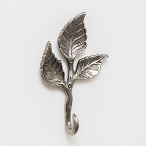 Antique Silver Leaf Detail Textured Wall Hook