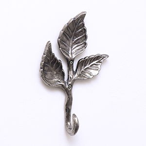 Antique Silver Leaf Detail Textured Wall Hook