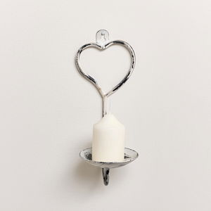 Antique White Heart Candle Sconce