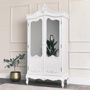 Antique White Mirrored Wardrobe - Pays Blanc Range