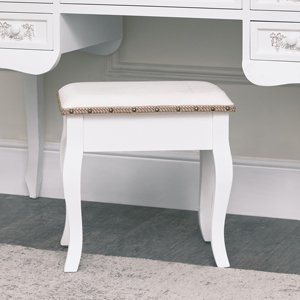 Antique White Padded Dressing Table Stool - Pays Blanc Range