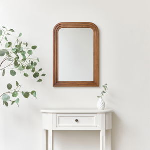 Dark Wood Arched Frame Wall Mirror 50cm x 70cm	