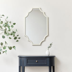 Ivory Geometric Framed Wall Mirror 80cm x 50cm
