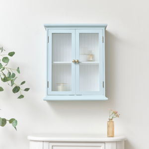 Duck Egg Blue Reeded Glass Wall Cabinet
