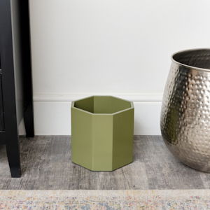 Green Wooden Octagonal Edge Waste Paper Bin