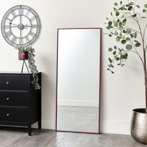 Large Red Thin Framed Wall/Leaner Mirror 60cm x 140cm