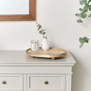Oval Mango Wood Detailed Tray - 38cm