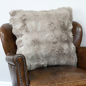 Beige Faux Fur Decorative Cushion
