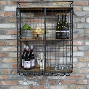 Black and Natural Wire Wine Rack