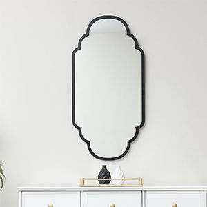 Black Curved Scalloped Framed Wall Mirror 50cm x 100cm