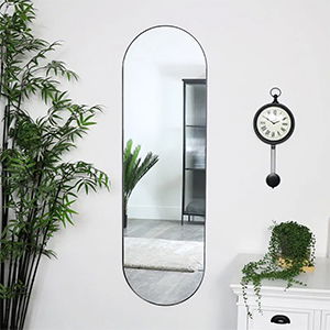 Black Oval Wall Mirror 40cm x 140cm