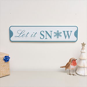 Blue & White Let It Snow Decorative Christmas Sign