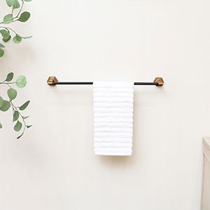 Brass Gold and Black Towel Rail 64cm