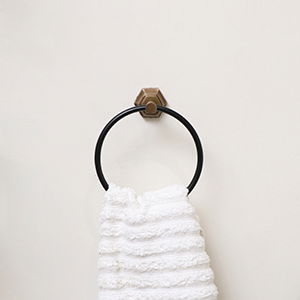Brass Gold and Black Towel Ring
