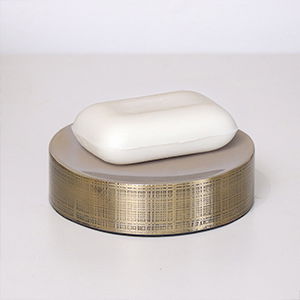 Brass Gold Textured Metal Round Soap Dish