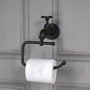Rustic Metal Tap Toilet Roll Holder 19cm x 21cm