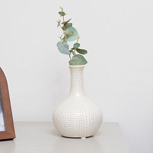 Ceramic Cream Speckled Urchin Vase - 17cm