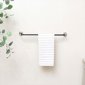 Chrome Silver and Black Towel Rail 64cm