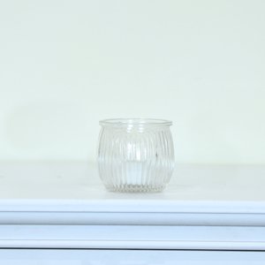 Clear Ribbed Glass Tealight Candle Holder
