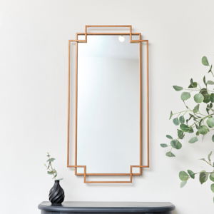 Copper Foiled Geometric Wall Mirror 94cm x 48cm