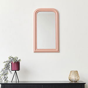 Coral Pink Arch Wall Mirror 70cm x 40cm