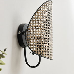 Curved Rattan Effect Wall Light