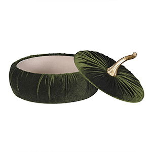 Dark Green Velvet Pumpkin Storage Box