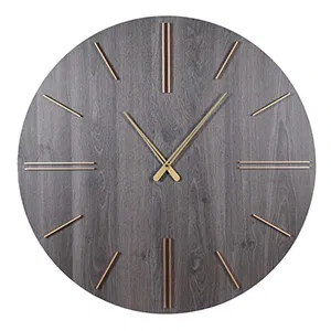 Dark Grey Wood Effect Clock 70cm x 70cm