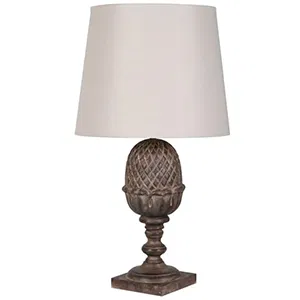 Distressed Acorn Table Lamp with Linen Shade