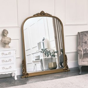 Extra Large Ornate Arch Mirror with Antique Gold Frame