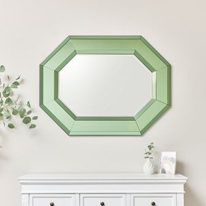 Extra Large Green Glass Octagon Wall Mirror 105cm x 80cm