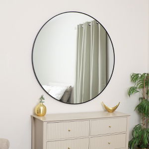 Extra Large Round Black Wall Mirror 120cm x 120cm (1.2 M x 1.2 M)