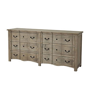 Extra Large Washed Wooden 6 Drawer Chest Of Drawers - 200cm